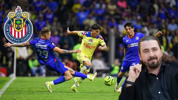 Amaury Vergara en el América vs Cruz Azul y el logo de Chivas