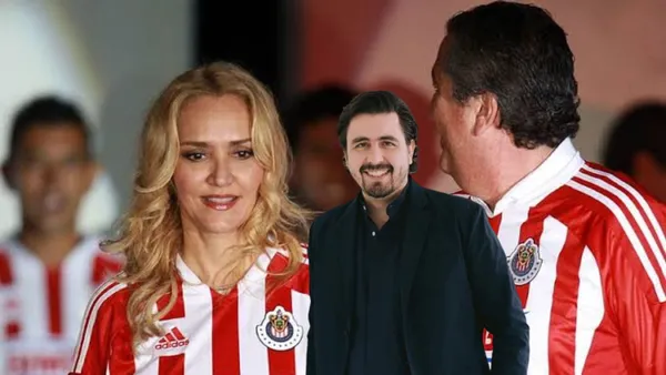 Angélica fuentes con la de Chivas y Amaury Vergara