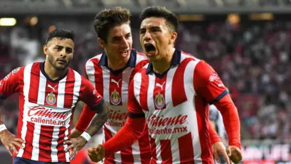Beltrán y Cone celebrando y Vega con la de Chivas