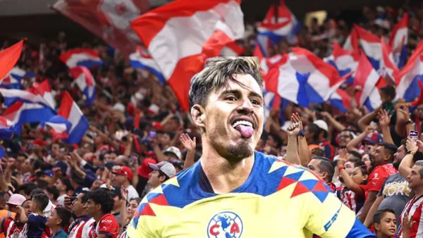 Calderón con la playera de América y la aficion De Chivas