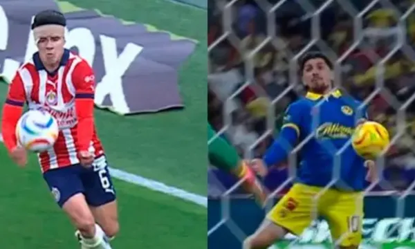 Captura de jugadas similares, mano de Pavel Pérez y de Diego Valdés / TUDN