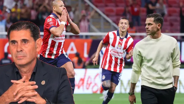 Chicharito celebrando y Hierro y Gago