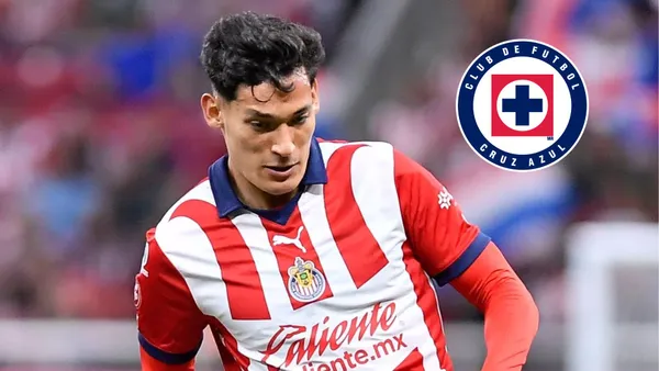 Chiquete con Chivas y el escudo de Cruz Azul