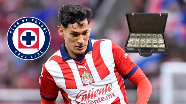 Chiquete con el logo de Cruz Azul y maletín con dinero