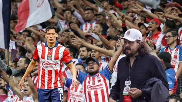 Chiquete y Amaury con la afición de Chivas