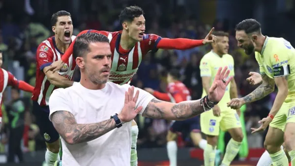 Chivas celebrando vs América y Gago dando indicaciones