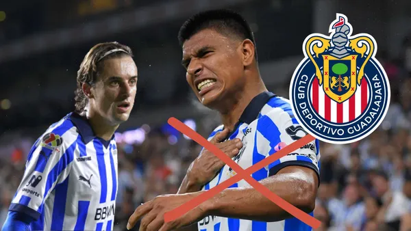 Cortizo y Gallardo con Monterrey y el escudo de Chivas