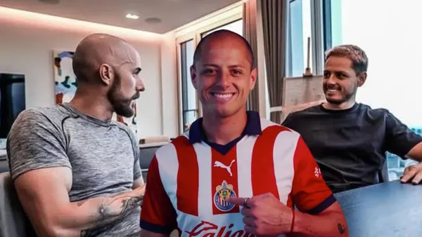 Dreyfus y Chicharito platican y Chicharito con la de Chivas