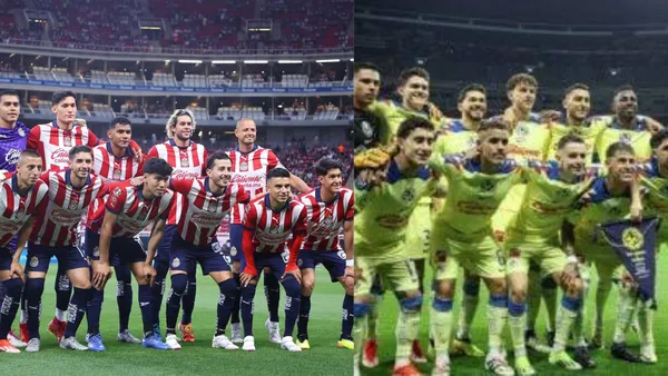 Foto de jugadores de Chivas y foto de jugadores de América