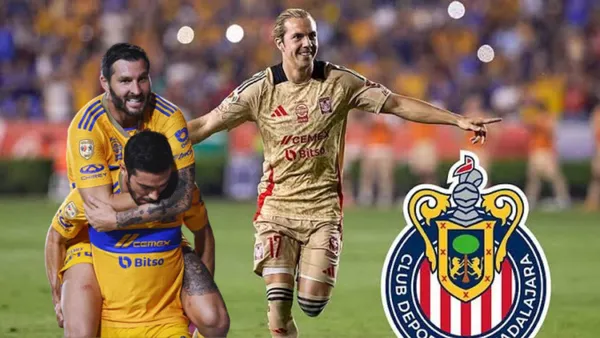 Gignac y Vigon y Córdova con el escudo de Chivas