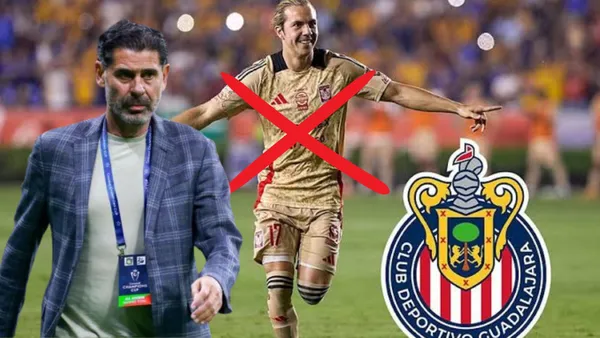 Hierro, Córdova celebrando con Tigres y el logo de Chivas