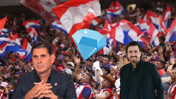 Hierro y Amaury con un diamante y la afición de Chivas
