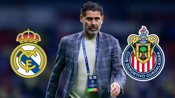Hierro y los escudos de Real Madrid y Chivas
