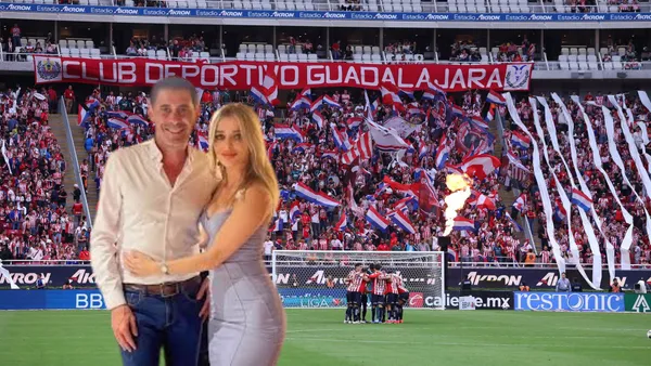 Hierro y su esposa con Chivas y su afición