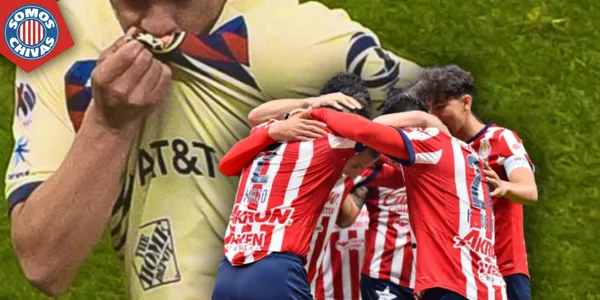 Jugador del América y jugadores de Chivas (Fuente: MEXSPORT)