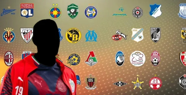 Jugador incógnito de Chivas junto a escudos del fútbol de Europa / FOTO X