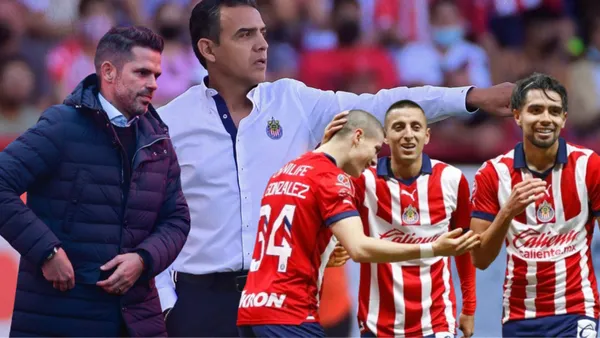 jugadores de chivas festejando, gago y cadena