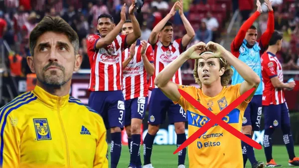 Jugadores de Chivas y Córdova y Paunovic con Tigres