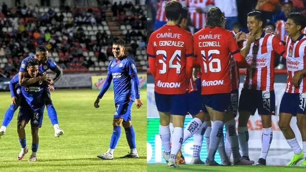 Jugadores de Chivas y Cruz Azul en amistoso