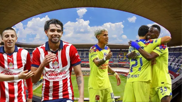 Jugadores de Chivas y de América en el Azteca