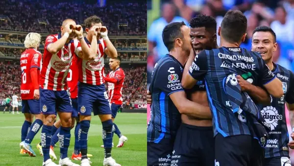 Jugadores de Chivas y Querétaro festejando
