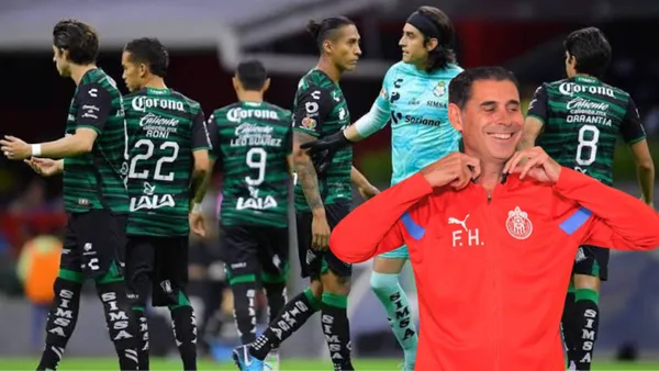 Jugadores de Santos en un partido y Hierro