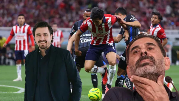 Macías disputando un balón, Amaury y Hierro en conferencia