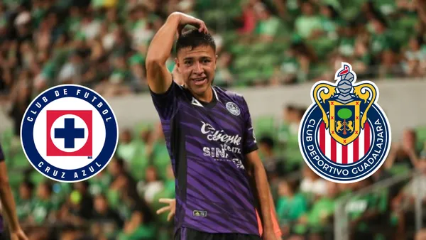 Montaño en partido de Mazatlán y Escudo de Cruz Azul y Chivas
