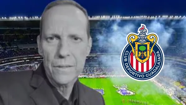 Paco Villa en el Estadio Azteca y el logo de las Chivas