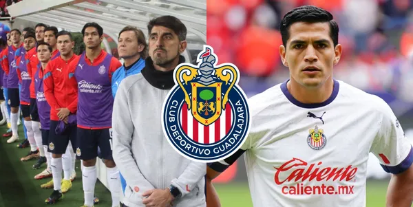 Pese a estar borrado de la titularidad, Jesús Sánchez así sigue apoyando a Chivas dese la banca.