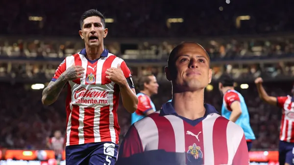 Pocho festejando y Chicharito conmovido