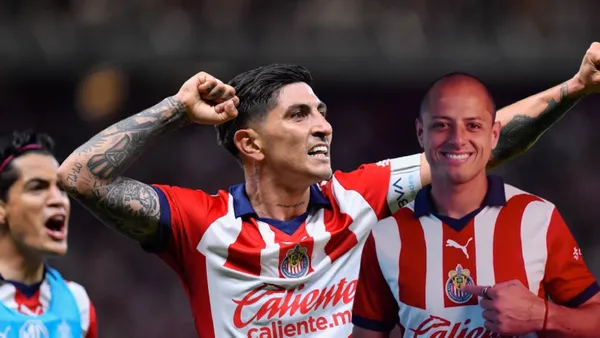 Pocho Guzmán celebrando y Chicharito