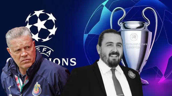 Ricardo Peláez y Amaury con el trofeo de la Champions