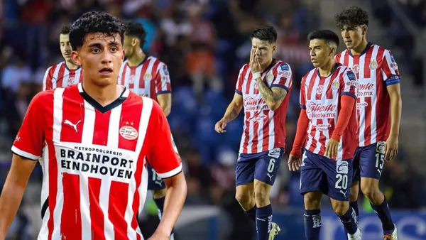Richy Ledezma y jugadores de Chivas (Foto tomada de: MexSport/PSV)