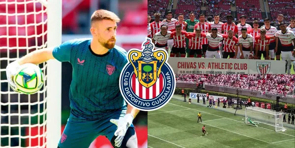 Tiembla Miguel Jiménez en el arco de Chivas, Unai Simón se rinde ante el trabajo del Tala Rangel.