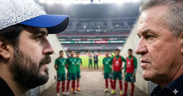 Amaury Vergara frente a frente con Javier Aguirre (Ilustración generada con IA)