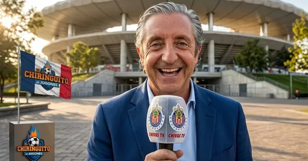 Ilustración digital sobre la transmisión del Chivas vs. Puebla en el Chiringuito TV