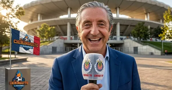 Ilustración digital sobre la transmisión del Chivas vs. Puebla en el Chiringuito TV