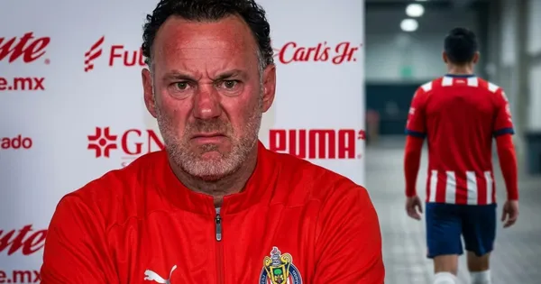 Ilustración digital de Gabriel Milito enojado con un jugador de Chivas