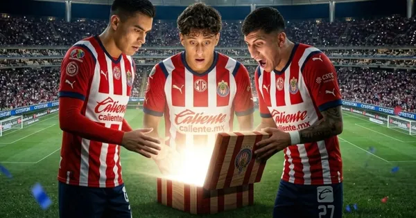 Ilustración digital de jugadores de Chivas con la nueva playera