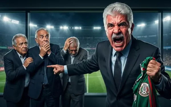 Ricardo Ferretti enojado con directivos de México (ilustración generada por IA)