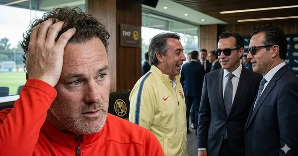 Ilustración digital de Gabriel Milito preocupado ante decisiones de Emilio Azcárraga