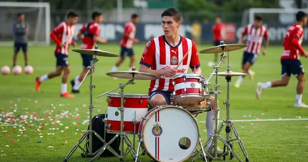Armando González tocando la batería en Verde Valle