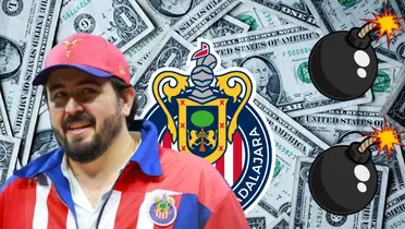 Amaury con dos bombazos y escudo de Chivas/FOTO: Yahoo noticias