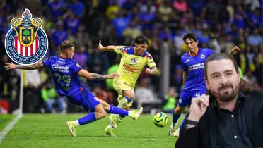 Amaury Vergara en el América vs Cruz Azul y el logo de Chivas