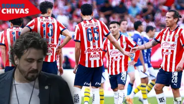 Amaury Vergara y jugadores de Chivas (Fuente: MEXSPORT)