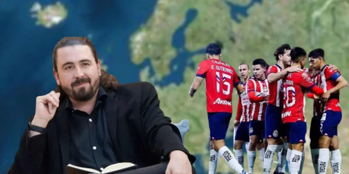 Amaury Vergara y jugadores de Chivas sobre el continente europeo