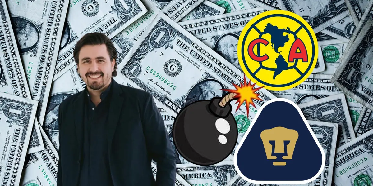 Amaury y escudos de América y Pumas