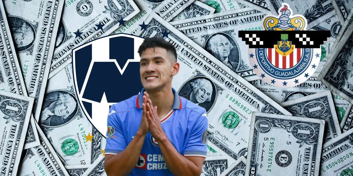 Antuna con dólares y escudo de Monterrey y de Chivas con lentes