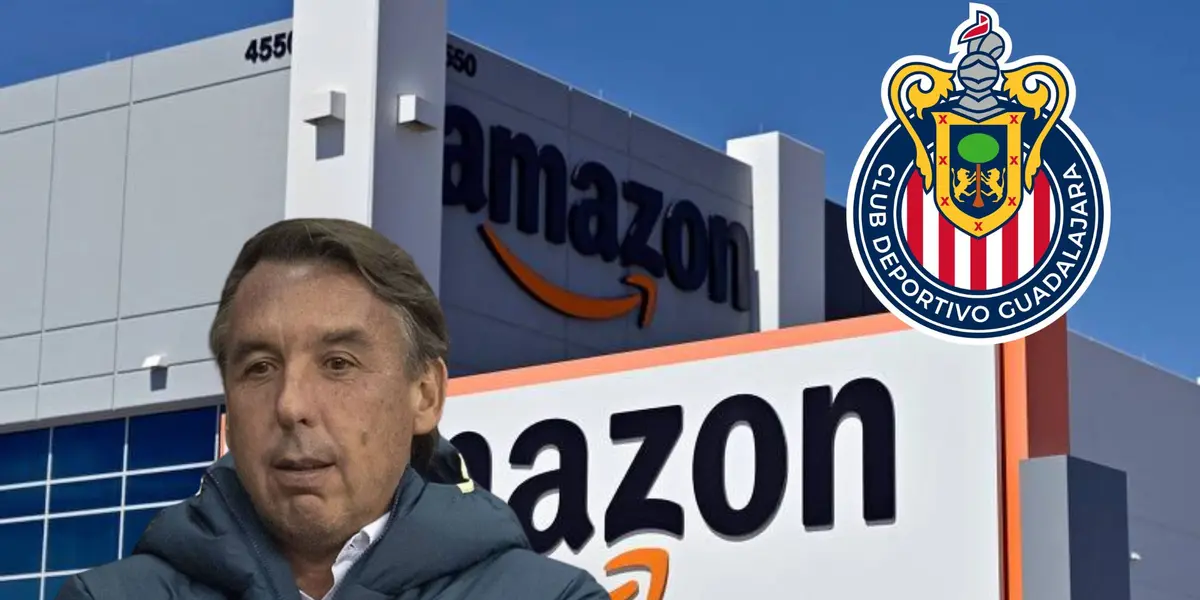 Azcárraga y la empresa Amazon con el logo de Chivas
